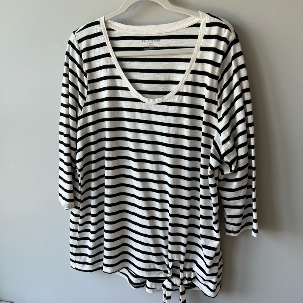 Lane Bryant Black & White Striped Top